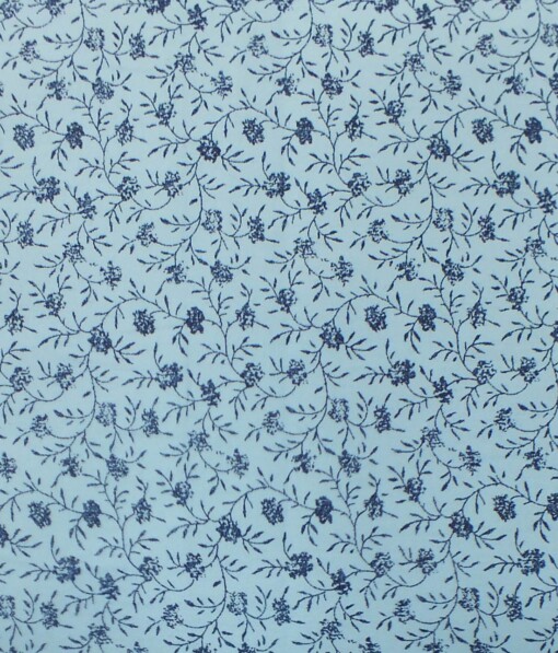 Exquisite Sky Blue 100%  Cotton Dark Blue Floral Print Shirt Fabric (2.40 M)