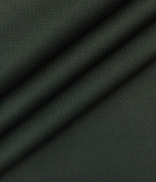 Fashion Flair Dark Green Self Structured Terry Rayon Premium Three Piece Suit Fabric (Unstitched - 3.75 Mtr)
