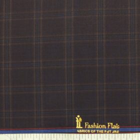Fashion Flair Dark Wine Checks Terry Rayon Premium Three Piece Suit Fabric (Unstitched - 3.75 Mtr)