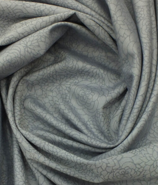 Fabio Rossini Men's Grey 100% Premium Cotton Floral Jacquard Shirt Fabric (1.60 M)