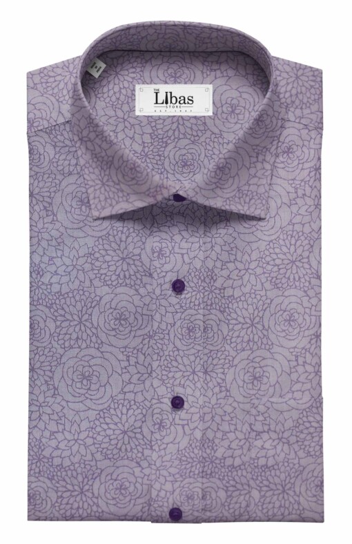 Fabio Rossini Men's Purple 100% Premium Cotton Floral Jacquard Shirt Fabric (1.60 M)