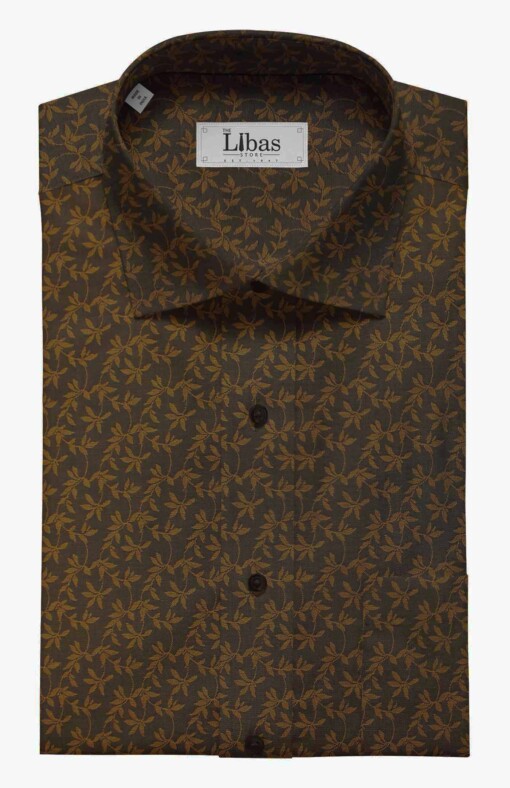Grado by Grasim Men's Dark Brown 100% Giza Cotton Floral Jacquard Shirt Fabric (1.60 M)