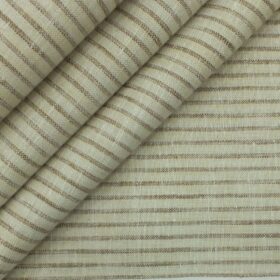 Grado by Grasim Men's Beige Cotton Blend Khadi Look Brown Stripes Shirt Fabric (1.60 M)