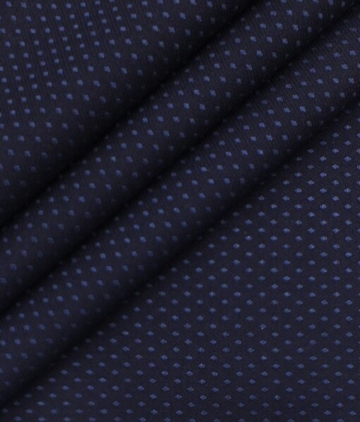 Italian Channel Dark Royal Blue Dobby Structured Terry Rayon Premium Three Piece Suit Fabric (Unstitched - 3.75 Mtr)