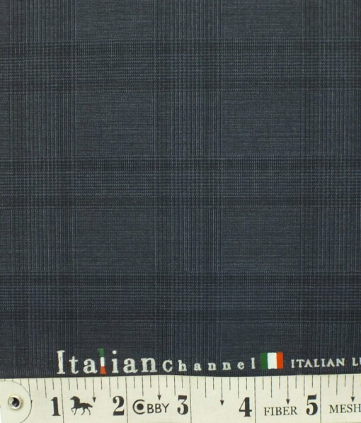 Italian Channel Dark Grey Self Checks Terry Rayon Premium Three Piece Suit Fabric (Unstitched - 3.75 Mtr)