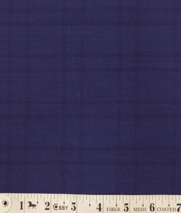 Italian Channel Dark Royal Blue Self Checks Terry Rayon Premium Three Piece Suit Fabric (Unstitched - 3.75 Mtr)
