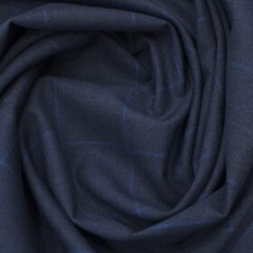 J.Hampstead by Siyaram's Dark Royal Blue Broad Checks Premium Terry Rayon Three Piece Suit Fabric (Unstitched - 3.75 Mtr)