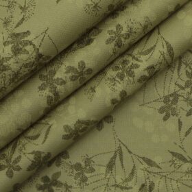 Monza Men's Medium Brown 100% Premium Cotton Floral Printed Shirt Fabric (1.60 M)
