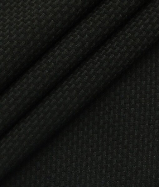 Mark & Peanni Black Thread Weave Structure Terry Rayon Premium Three Piece Suit Fabric (Unstitched - 3.75 Mtr)