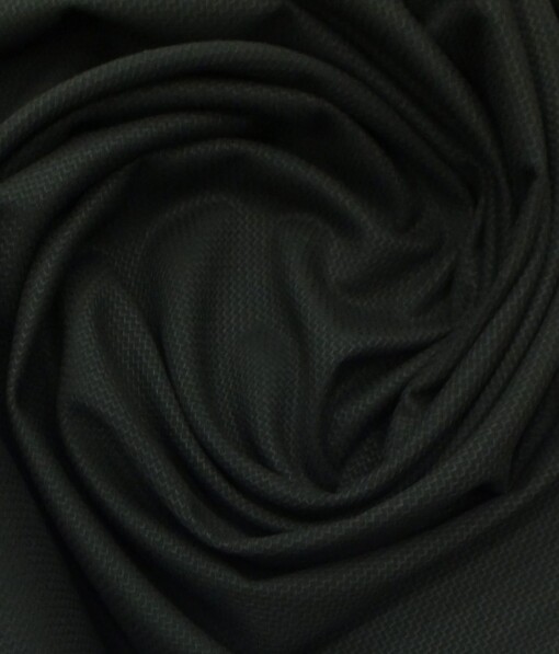 Mark & Peanni Black Structured Weave Terry Rayon Premium Three Piece Suit Fabric (Unstitched - 3.75 Mtr)