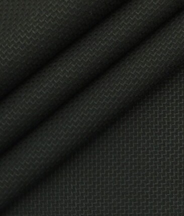 Mark & Peanni Black Structured Weave Terry Rayon Premium Three Piece Suit Fabric (Unstitched - 3.75 Mtr)