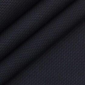 Mark & Peanni Dark Royal Blue Structured Weave Terry Rayon Premium Three Piece Suit Fabric (Unstitched - 3.75 Mtr)