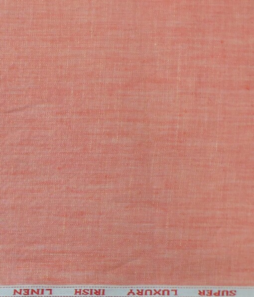 Nemesis Peach 100% Super Luxury Irish Linen Self Design Bandh Gala or Blazer Fabric (2.00 M)