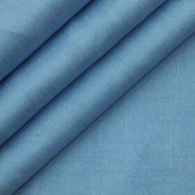 Nemesis Sky Blue 100% Super Luxury Irish Linen Self Design Bandh Gala or Blazer Fabric (2.00 M)