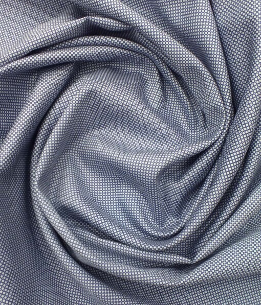 Nemesis Men's White 100% Egyptian Giza Cotton Blue Circle Print Shirt Fabric (1.60 M)