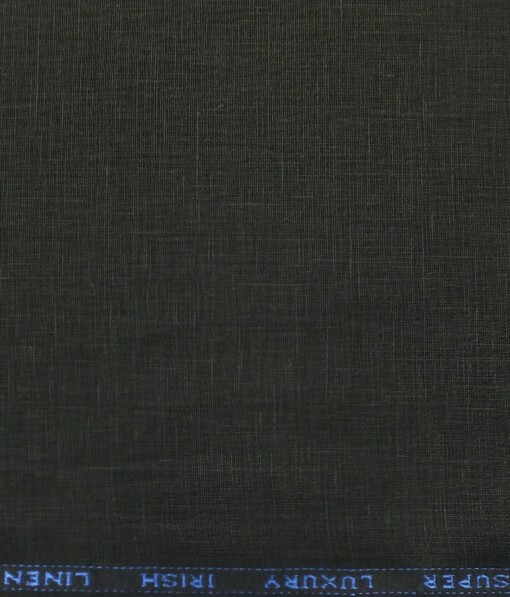 Nemesis Jet Black 100% Super Luxury Irish Linen Self Design Trouser Fabric (1.30 M)
