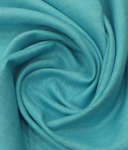Solino Arctic Blue 100% Linen 60 Linen Self Design Bandh Gala or Blazer Fabric (2.00 M)
