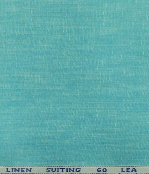 Solino Arctic Blue 100% Linen 60 Linen Self Design Bandh Gala or Blazer Fabric (2.00 M)