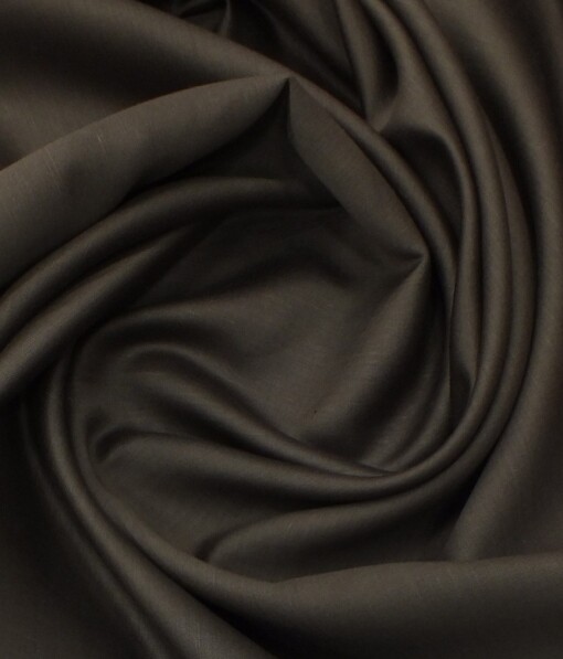 Solino Cedar Brown 50% Cotton 50% Linen Self Trouser Fabric (Unstitched - 1.30 Mtr)