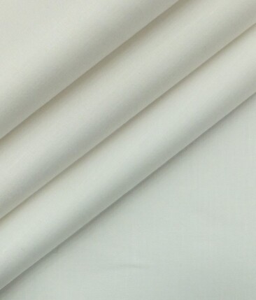 Solino White 50% Cotton 50% Linen Self Trouser Fabric (Unstitched - 1.30 Mtr)