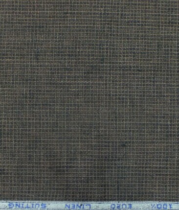 Solino Dark Brown 100% Euro Linen Houndstooth Weave Trouser Fabric (1.30 M)
