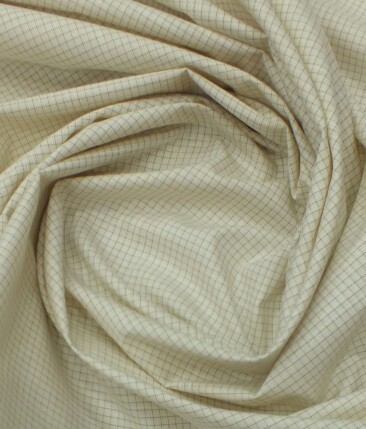 Exquisite Light Beige Mini Checks Cotton Blend Shirt Fabric (2.40 M)