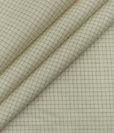 Exquisite Light Beige Mini Checks Cotton Blend Shirt Fabric (2.40 M)