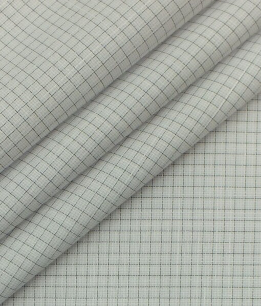Exquisite Light Grey Mini Checks Cotton Blend Shirt Fabric (2.40 M)