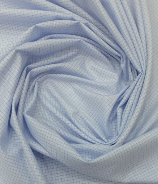 Exquisite Light Sky Blue Mini Checks Cotton Blend Shirt Fabric (2.40 M)