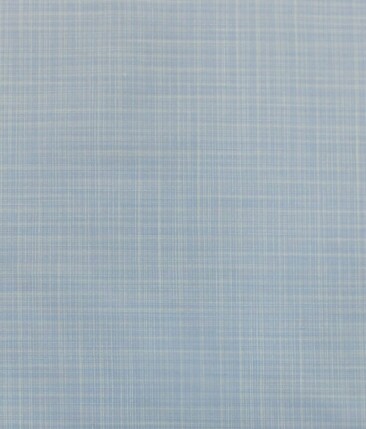 Exquisite Sky Blue Self Design Cotton Blend Shirt Fabric (2.40 M)