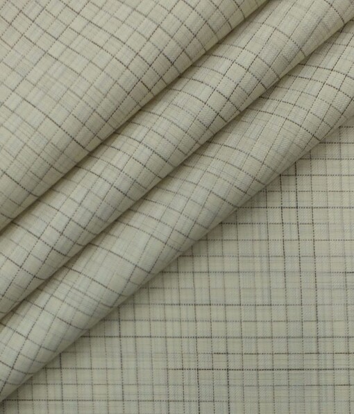 Exquisite Dull Beige Self Squared Texture Cotton Blend Shirt Fabric (2.40 M)