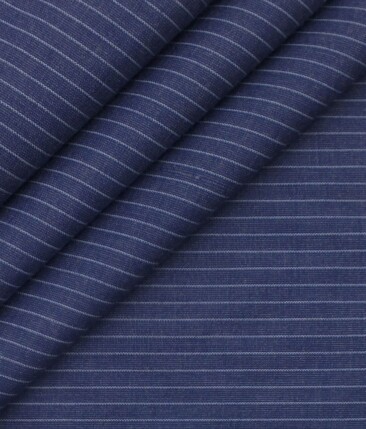 Exquisite Dark Purplish Blue Cotton Blend Striped Shirt Fabric (2.40 M)