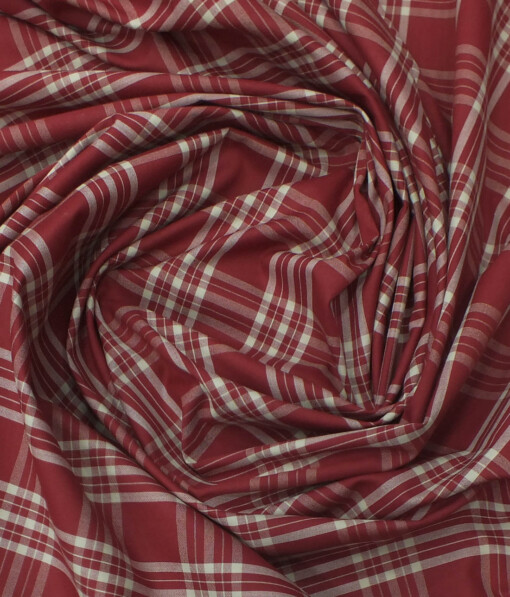 Exquisite Red base Beige Burberry Check Cotton Blend Shirt Fabric (2.40 M)