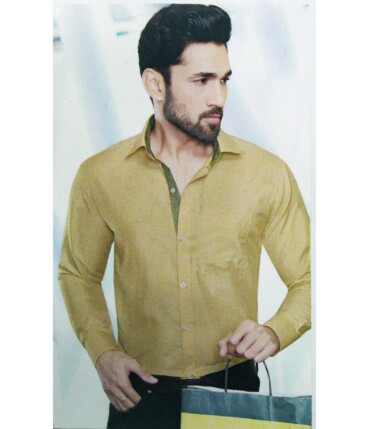 Exquisite Khadi Look Beige Self Design Cotton Blend Designer Shirt Fabric (2.40 M)
