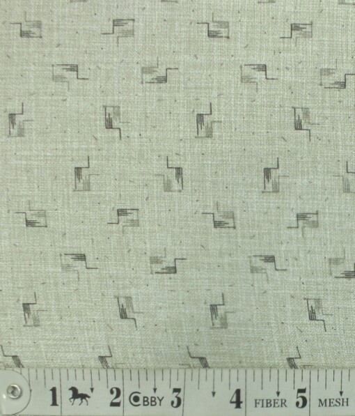 Exquisite Khadi Look Light Grey Self Design Cotton Blend Shirt Fabric (2.40 M)