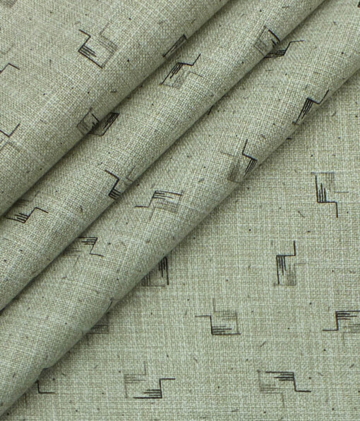 Exquisite Khadi Look Light Grey Self Design Cotton Blend Shirt Fabric (2.40 M)