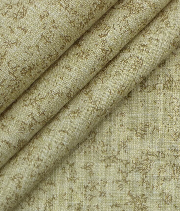 Exquisite Khadi Look Light Brown Cotton Blend Printed Shirt Fabric (2.40 M)