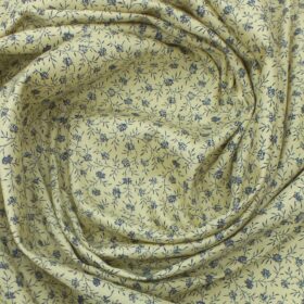 Exquisite Beige 100% Pure Cotton Blue Floral Print Shirt Fabric (2.40 M)