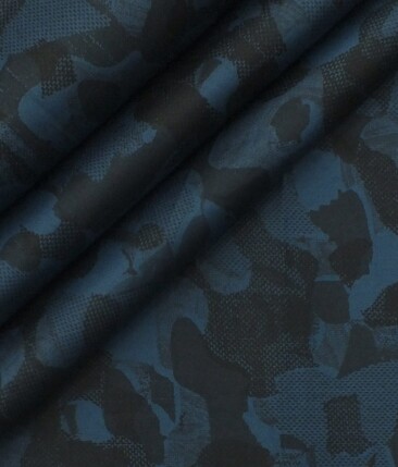 Exquisite Dark Blue 100% Pure Cotton Printed Shirt Fabric (2.40 M)