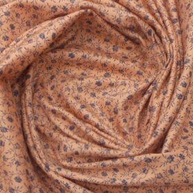 Exquisite Light Peach 100% Pure Cotton Blue Floral Print Shirt Fabric (2.40 M)