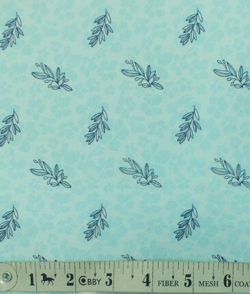Exquisite Light Firozi Blue 100% Pure Cotton Blue Floral Print Shirt Fabric (2.40 M)