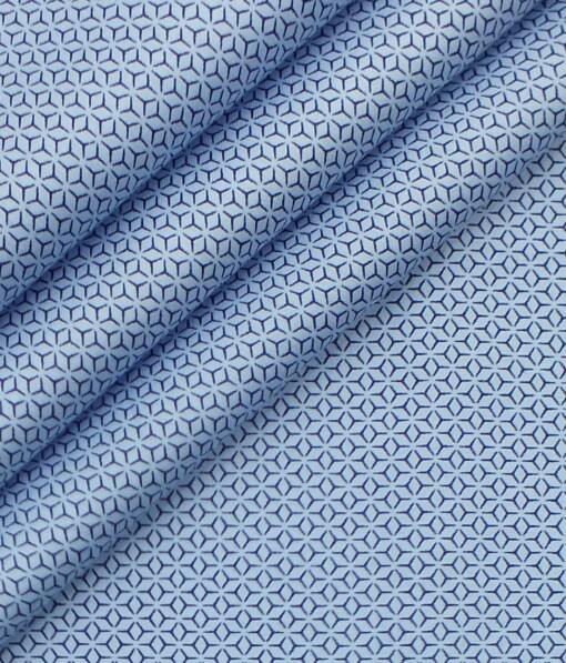 Exquisite SkyBlue 100% Pure Cotton Blue Print Shirt Fabric (2.40 M)