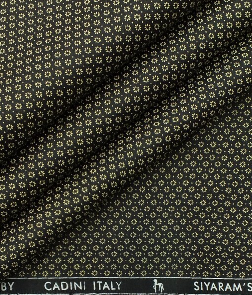 Raymond Beige Self Design Trouser Fabric With Cadini Italy Black base Beige Printed Shirt Fabric (Unstitched)