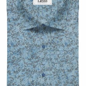 Raymond Aegean Blue Self Checks Trouser Fabric With Bombay Rayon Medium Blue Floral Printed Shirt Fabric (Unstitched)