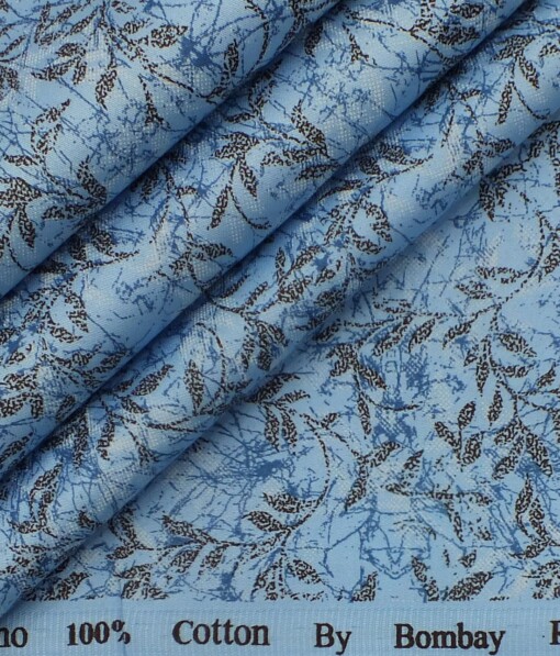 Raymond Aegean Blue Self Checks Trouser Fabric With Bombay Rayon Medium Blue Floral Printed Shirt Fabric (Unstitched)