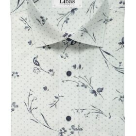 Raymond Dark Blue Self Design Trouser Fabric With Nemesis White Floral Printed Shirt Fabric (Unstitched)
