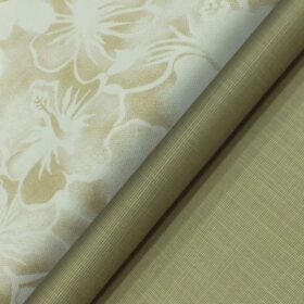 Raymond Beige Self Design Trouser Fabric With Monza White base Beige Floral Printed Shirt Fabric (Unstitched)