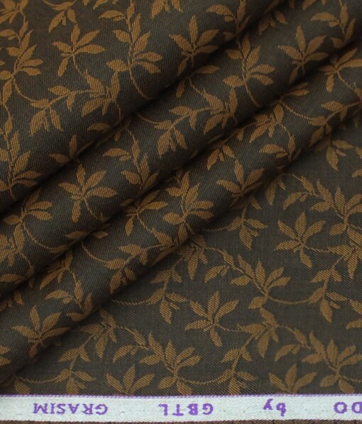Raymond Beige Self Design Trouser Fabric With Grado by Grasim Light Dark Brown Jacquard Shirt Fabric (Unstitched)