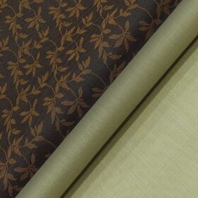 Raymond Beige Self Design Trouser Fabric With Grado by Grasim Light Dark Brown Jacquard Shirt Fabric (Unstitched)