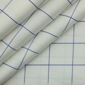 Raymond Royal Blue Self Design Trouser Fabric With Soktas White base Blue Checks Shirt Fabric (Unstitched)